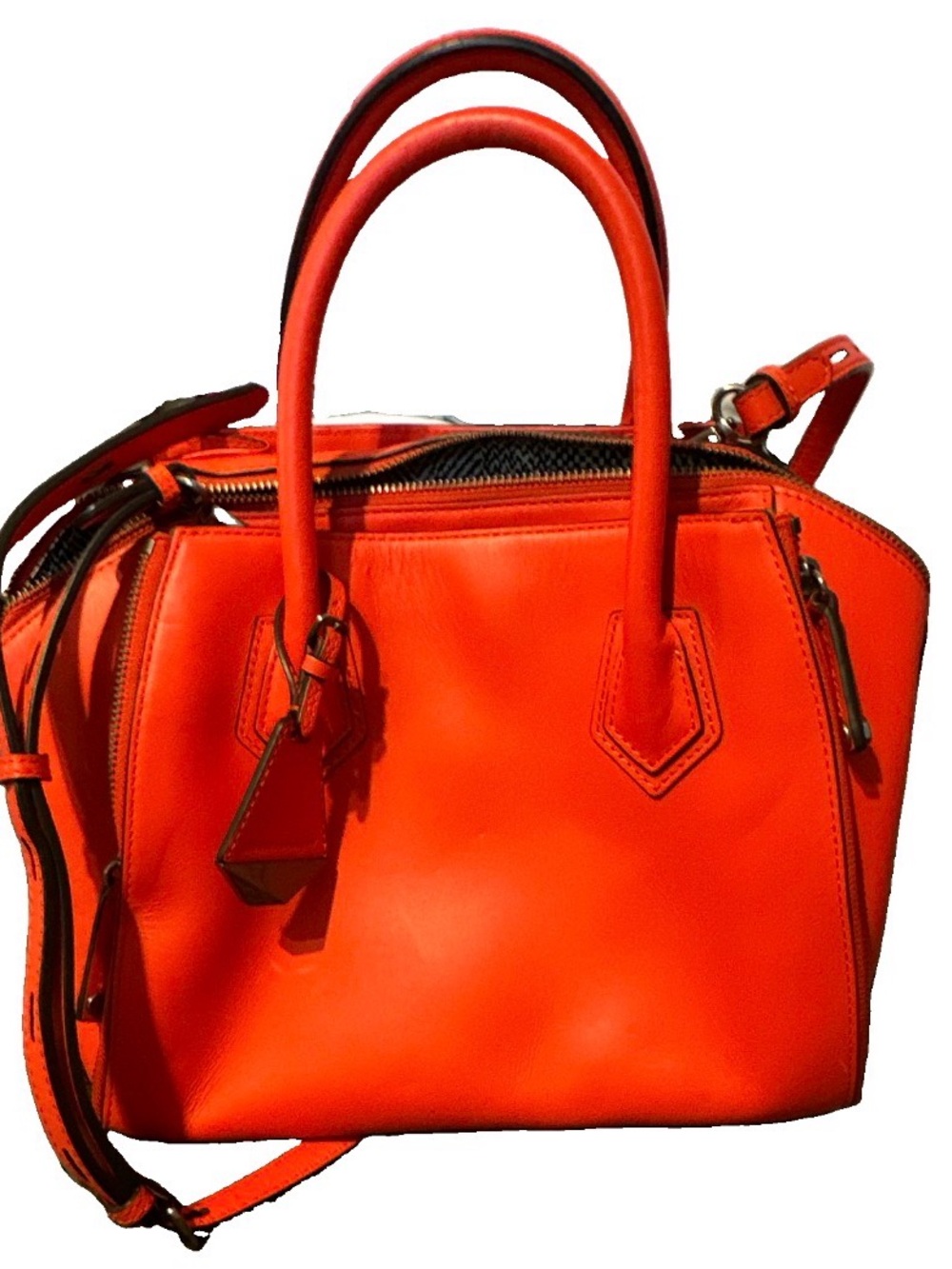 Rebecca Minkoff Bright Red-Orange Leather Satchel Statement Bag
